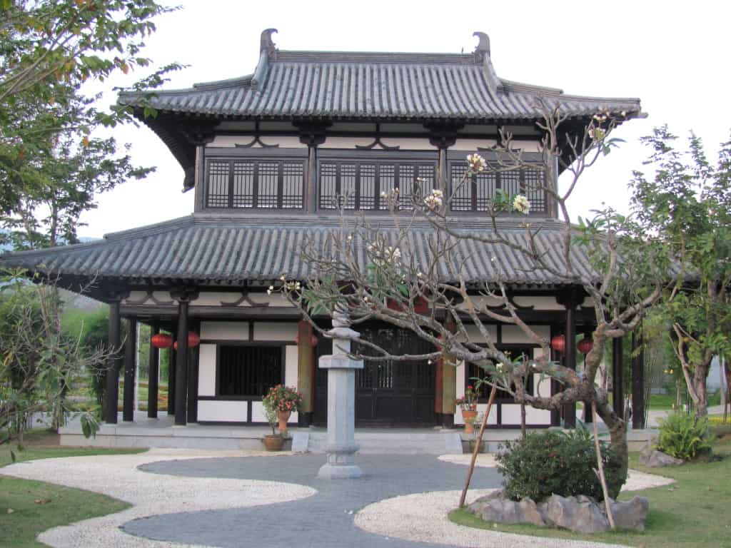 This pavilion in the garden from China was beautiful.